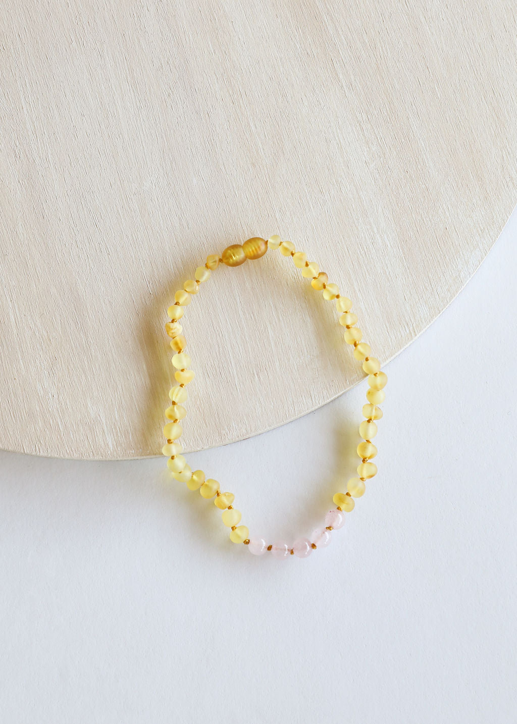 Raw Honey Baltic Amber + Rose Quartz || Necklace by CanyonLeaf