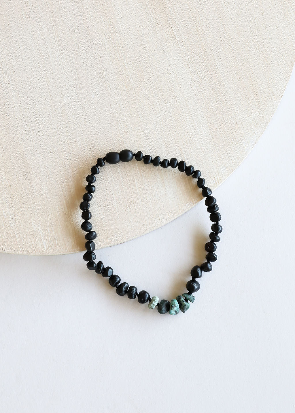 Raw Black Baltic Amber + Raw Turquoise Jasper Necklace by CanyonLeaf