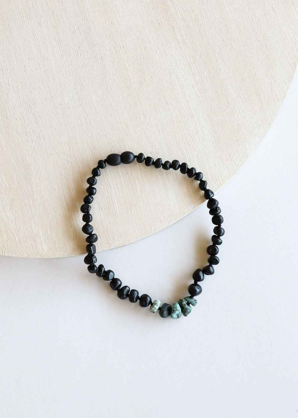 Raw Black Baltic Amber + Raw Turquoise Jasper Necklace by CanyonLeaf