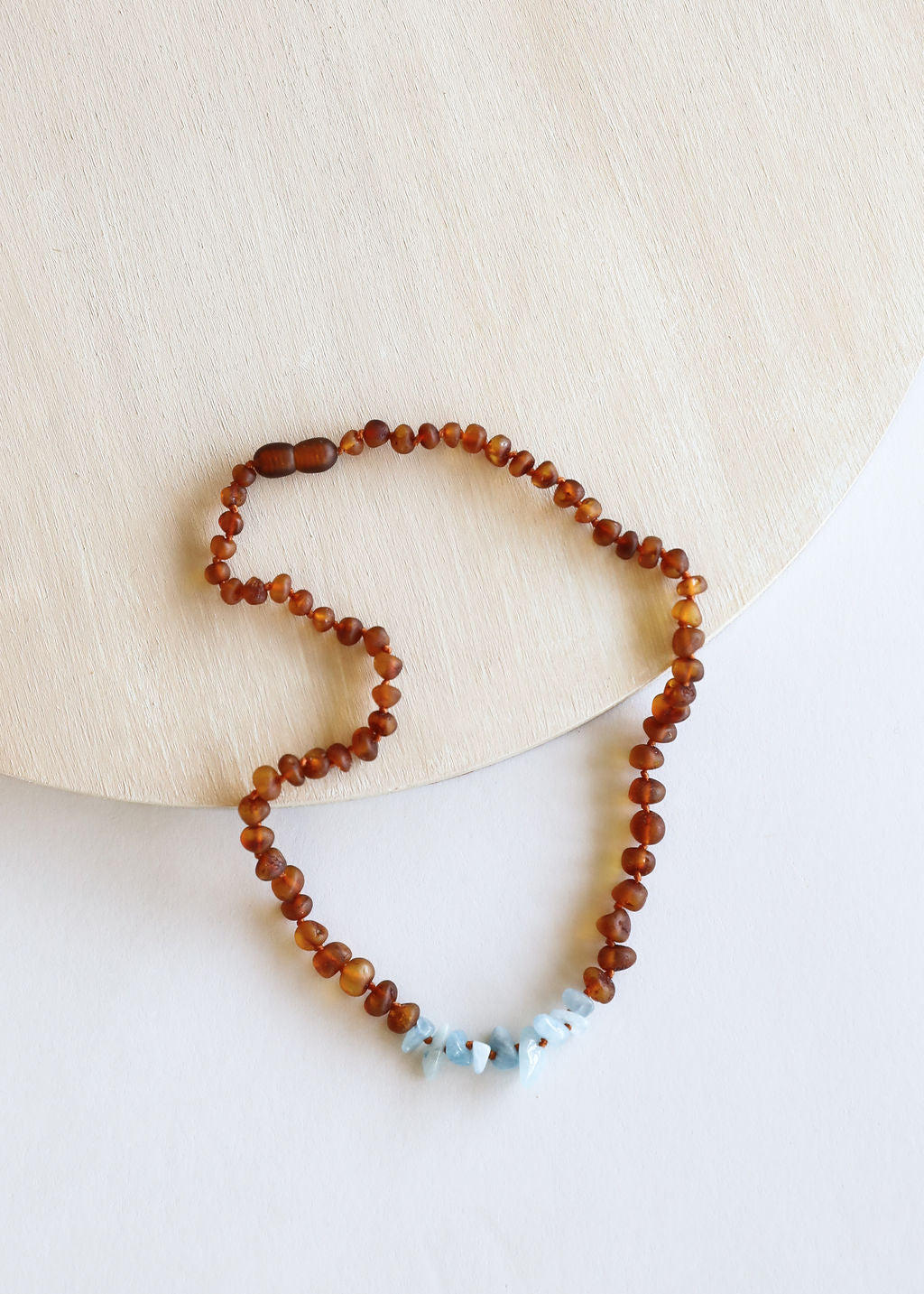 Raw Cognac Baltic Amber + Aquamarine || Necklace by CanyonLeaf