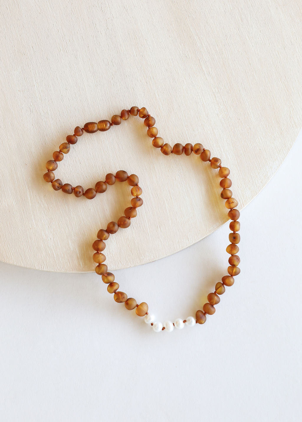 Raw Cognac Baltic Amber + Pearls || Necklace by CanyonLeaf