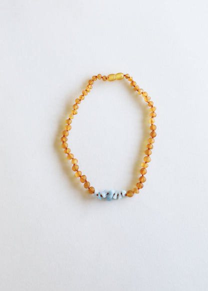Raw Honey Baltic Amber + Aquamarine || Necklace by CanyonLeaf