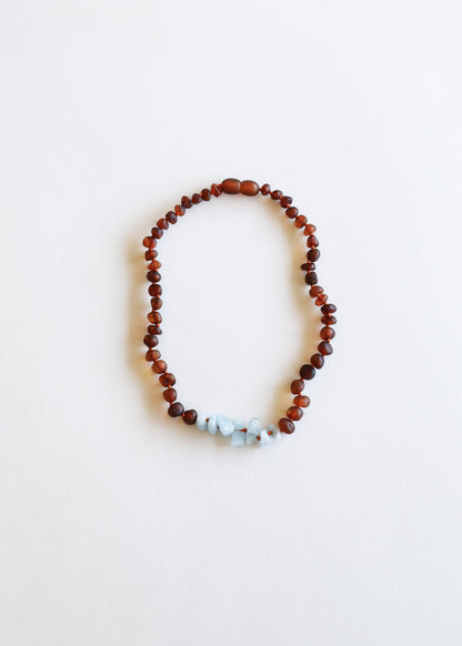Raw Cognac Baltic Amber + Aquamarine || Necklace Set by CanyonLeaf