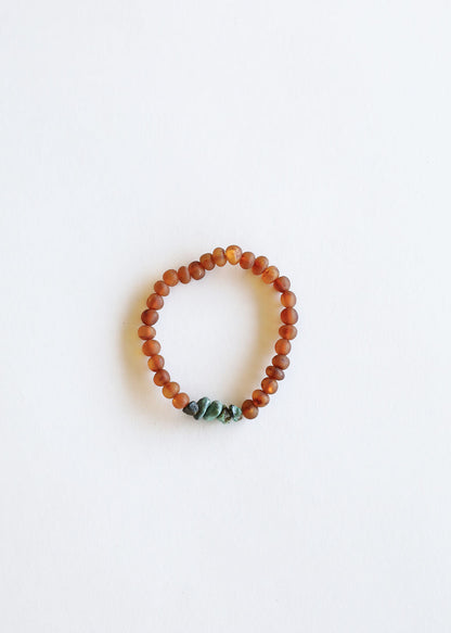 Raw Cognac Baltic Amber + Raw Turquoise Jasper || Adult Bracelet by CanyonLeaf