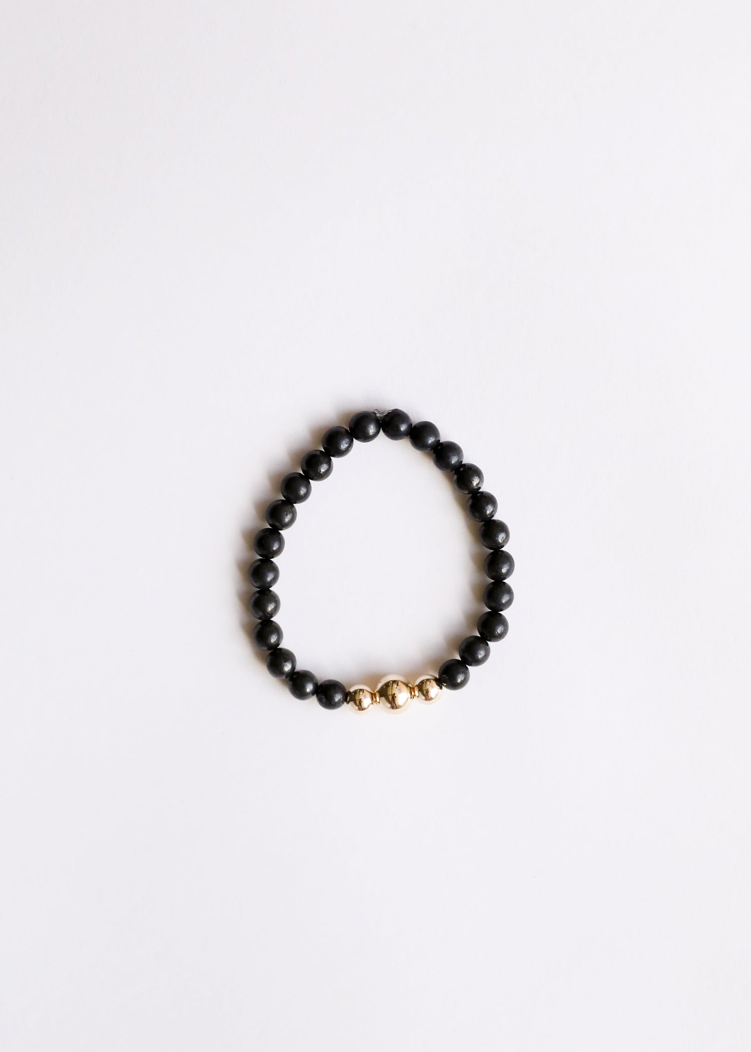 Pure Shungite + 14K Gold Filled Trio || Adult Stretch Bracelet by CanyonLeaf
