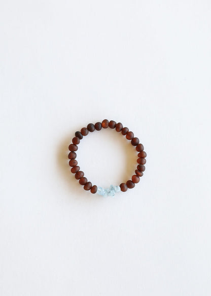 Raw Cognac Baltic Amber + Aquamarine || Adult Bracelet by CanyonLeaf