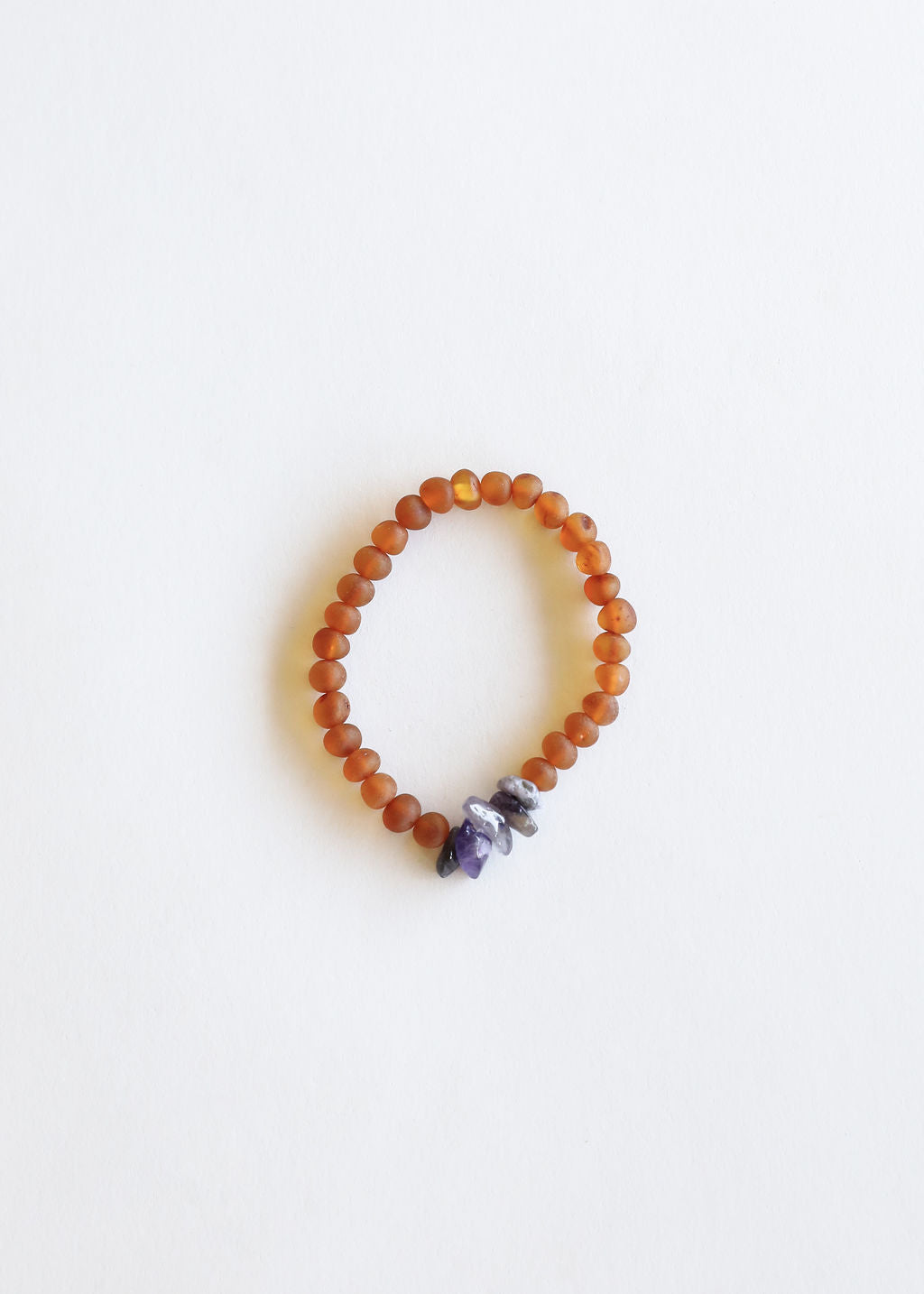 Raw Cognac Baltic Amber + Raw Amethyst || Adult Bracelet by CanyonLeaf