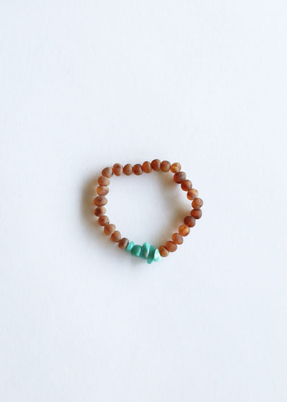 Raw Cognac Baltic Amber + Raw Amazonite || Adult Bracelet by CanyonLeaf