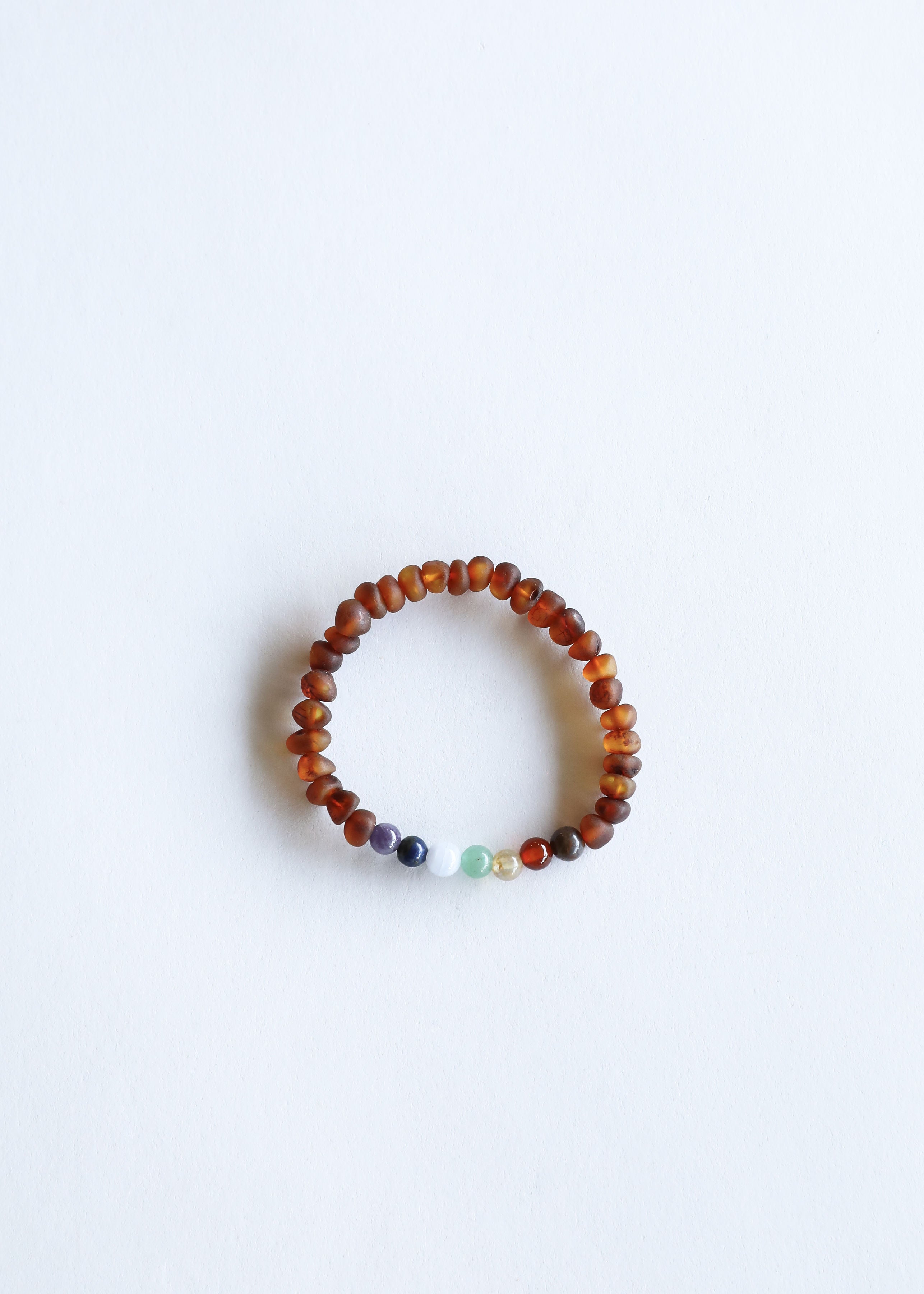 Raw Cognac Baltic Amber + CHAKRA Crystals || Bracelet Set by CanyonLeaf