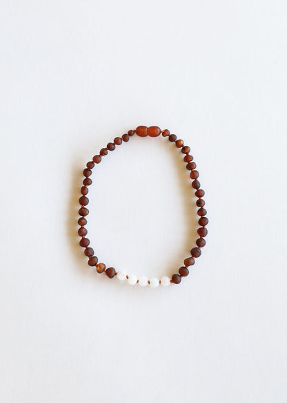Raw Cognac Baltic Amber + Moonstone || Necklace by CanyonLeaf