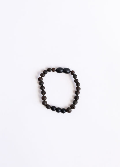Raw Black Baltic Amber + Shungite || Anklet or Bracelet by CanyonLeaf