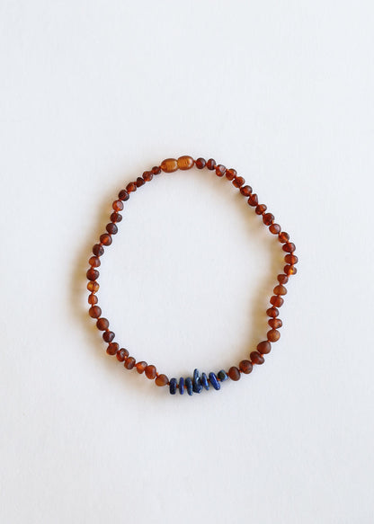 Raw Cognac Baltic Amber + Raw Lapis || Necklace by CanyonLeaf
