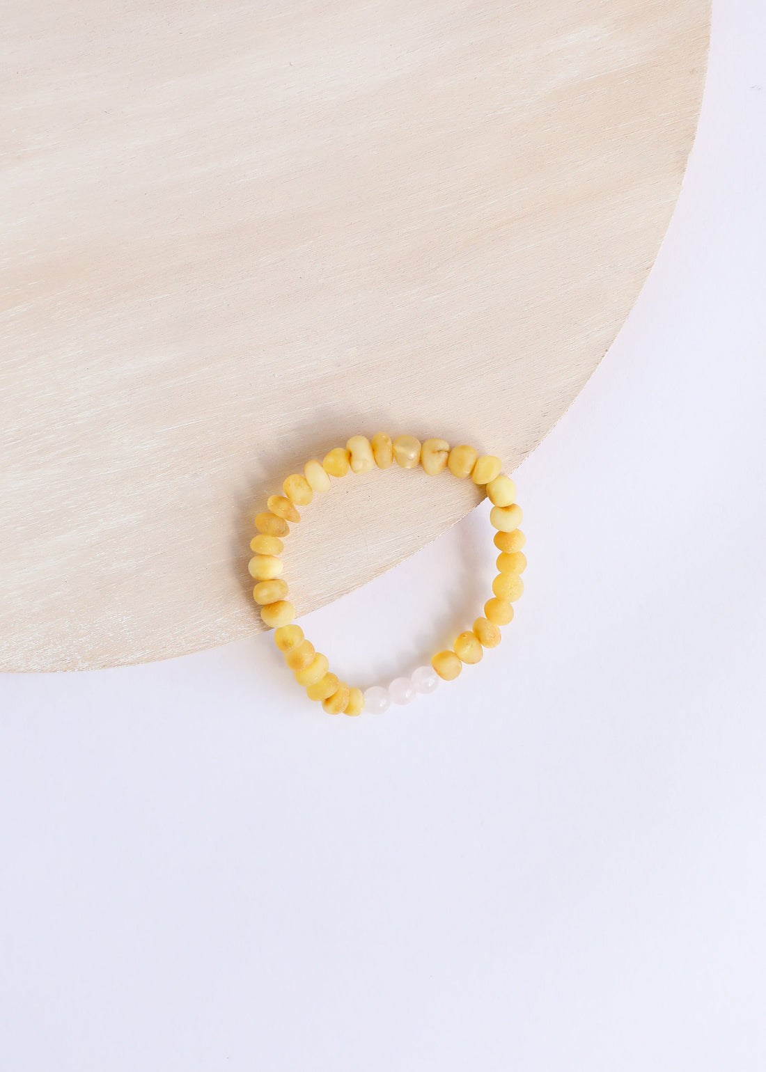 Raw Honey Baltic Amber + Rose Quartz || Adult Bracelet by CanyonLeaf
