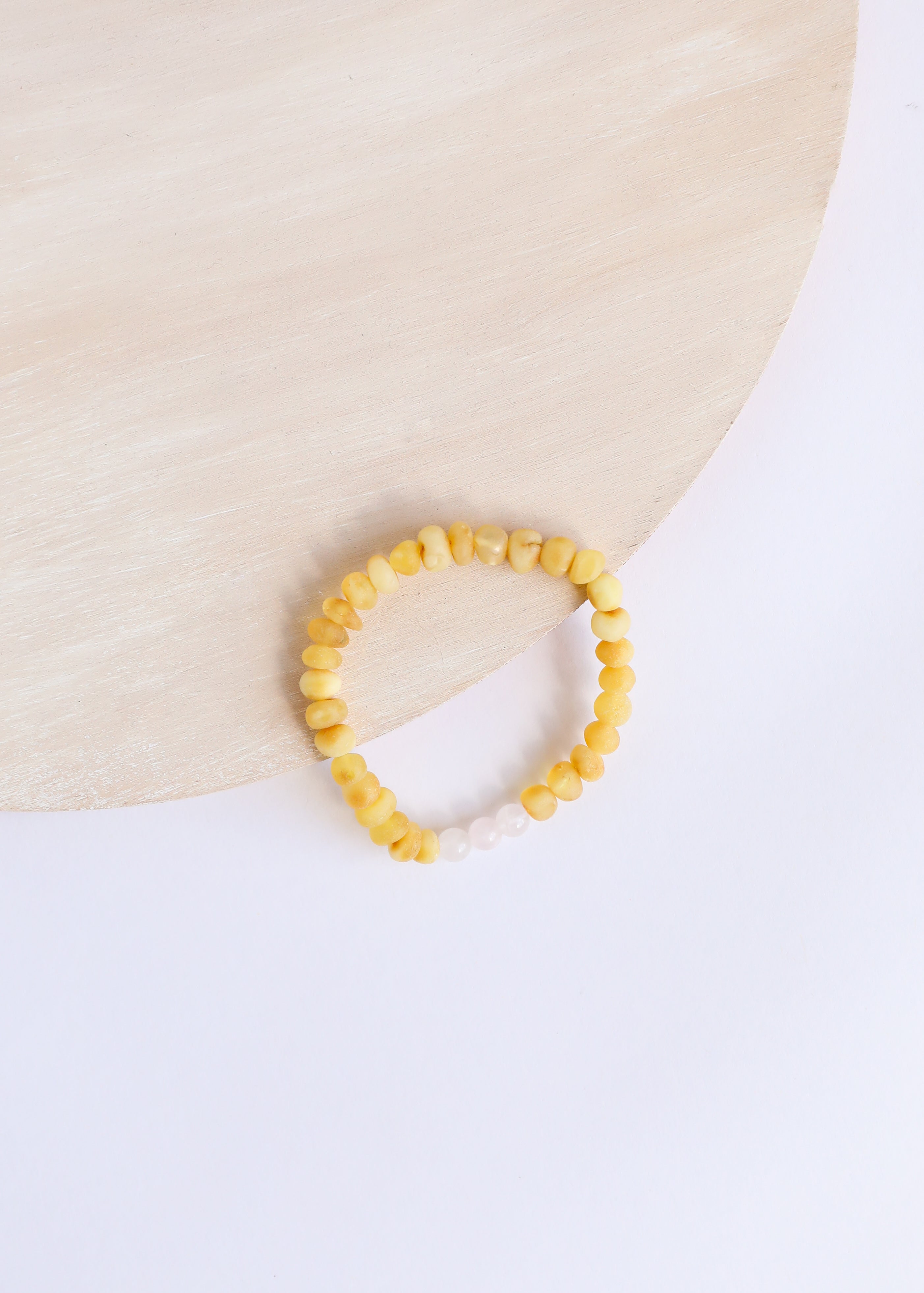 Raw Honey Baltic Amber + Rose Quartz || Adult Bracelet by CanyonLeaf