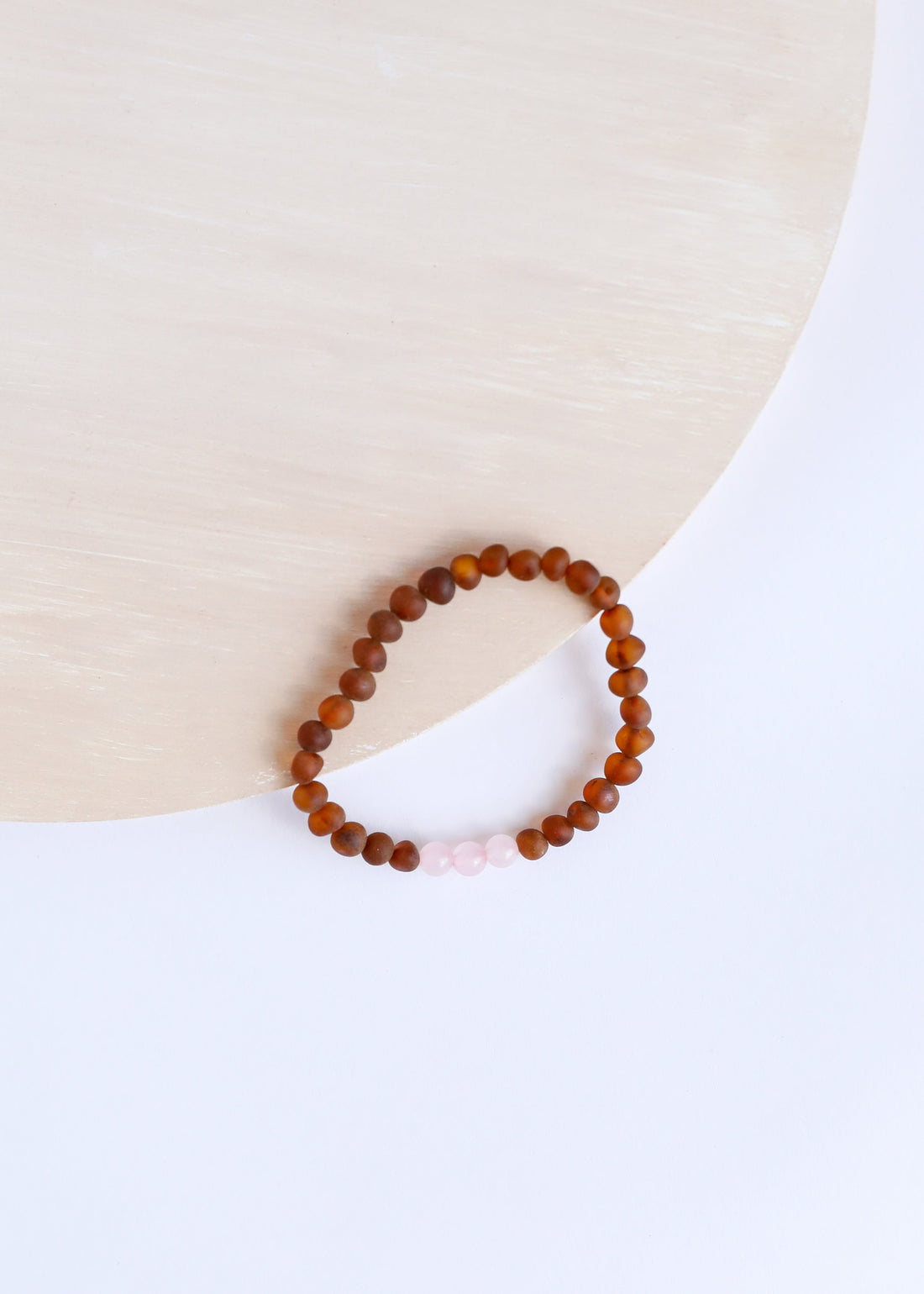 Raw Cognac Baltic Sea Amber + Rose Quartz || Adult Bracelet by CanyonLeaf