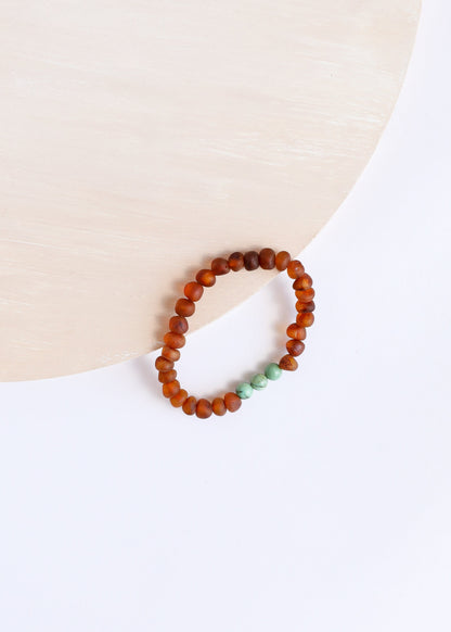 Raw Cognac Baltic Amber + Turquoise Jasper || Adult Bracelet by CanyonLeaf