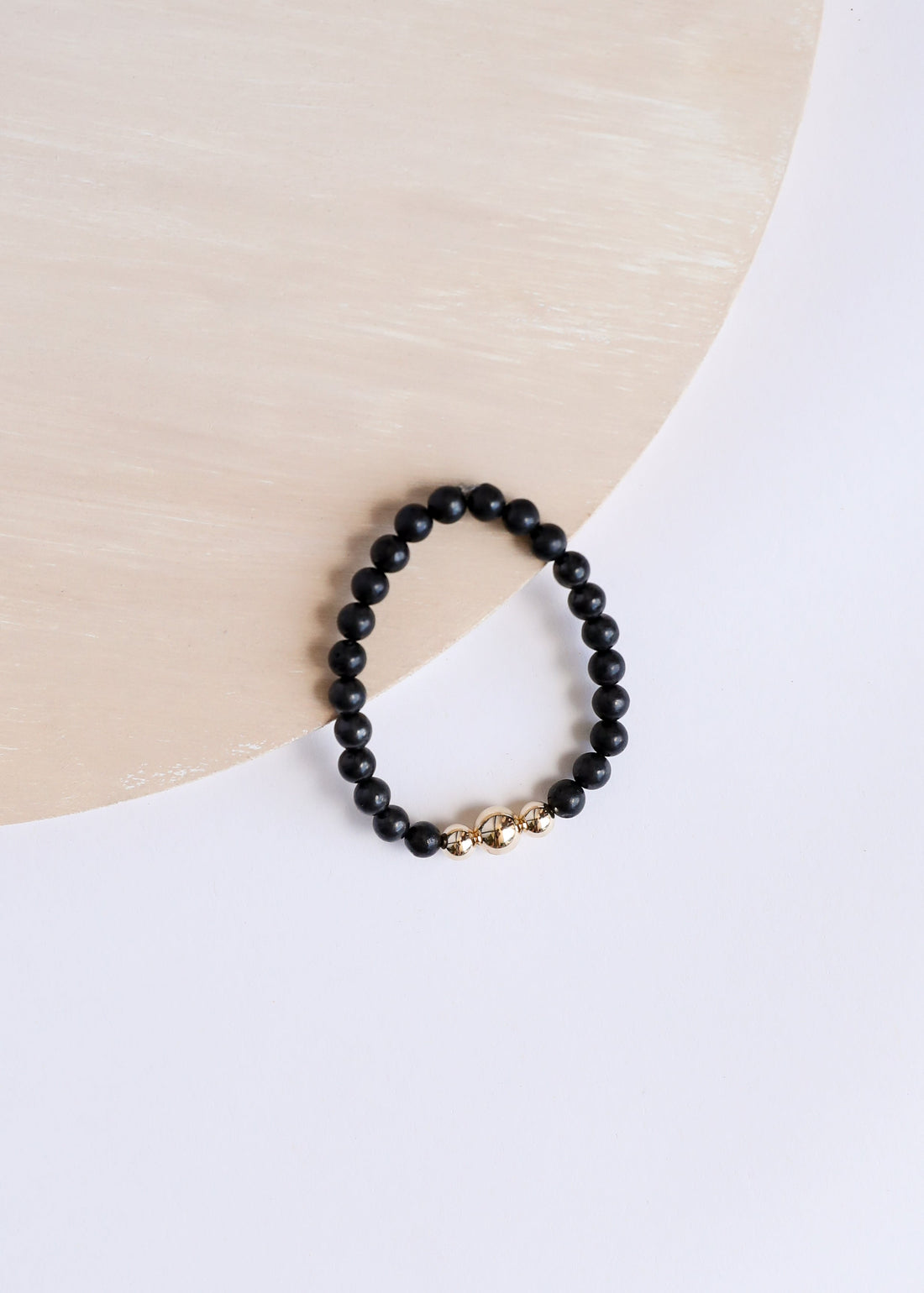 Pure Shungite + 14K Gold Filled Trio || Adult Stretch Bracelet by CanyonLeaf