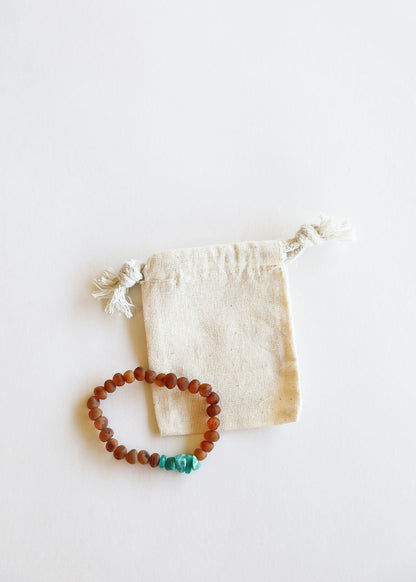 Raw Cognac Baltic Amber + Raw Amazonite || Adult Bracelet by CanyonLeaf