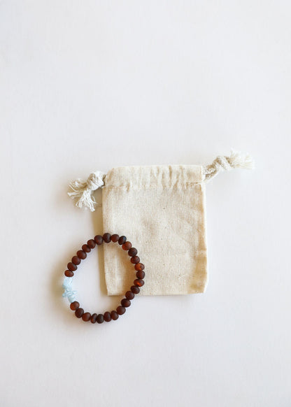 Raw Cognac Baltic Amber + Aquamarine || Adult Bracelet by CanyonLeaf