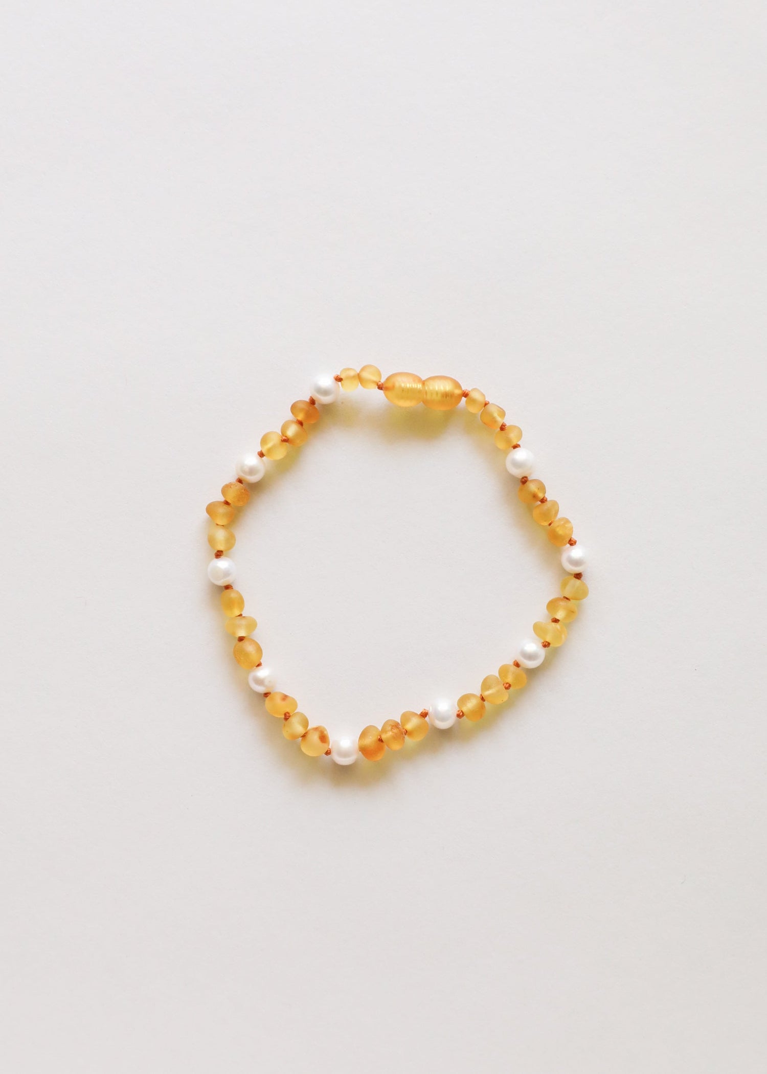 Raw Honey Baltic Amber + Pearl Halo || Anklet or Bracelet by CanyonLeaf