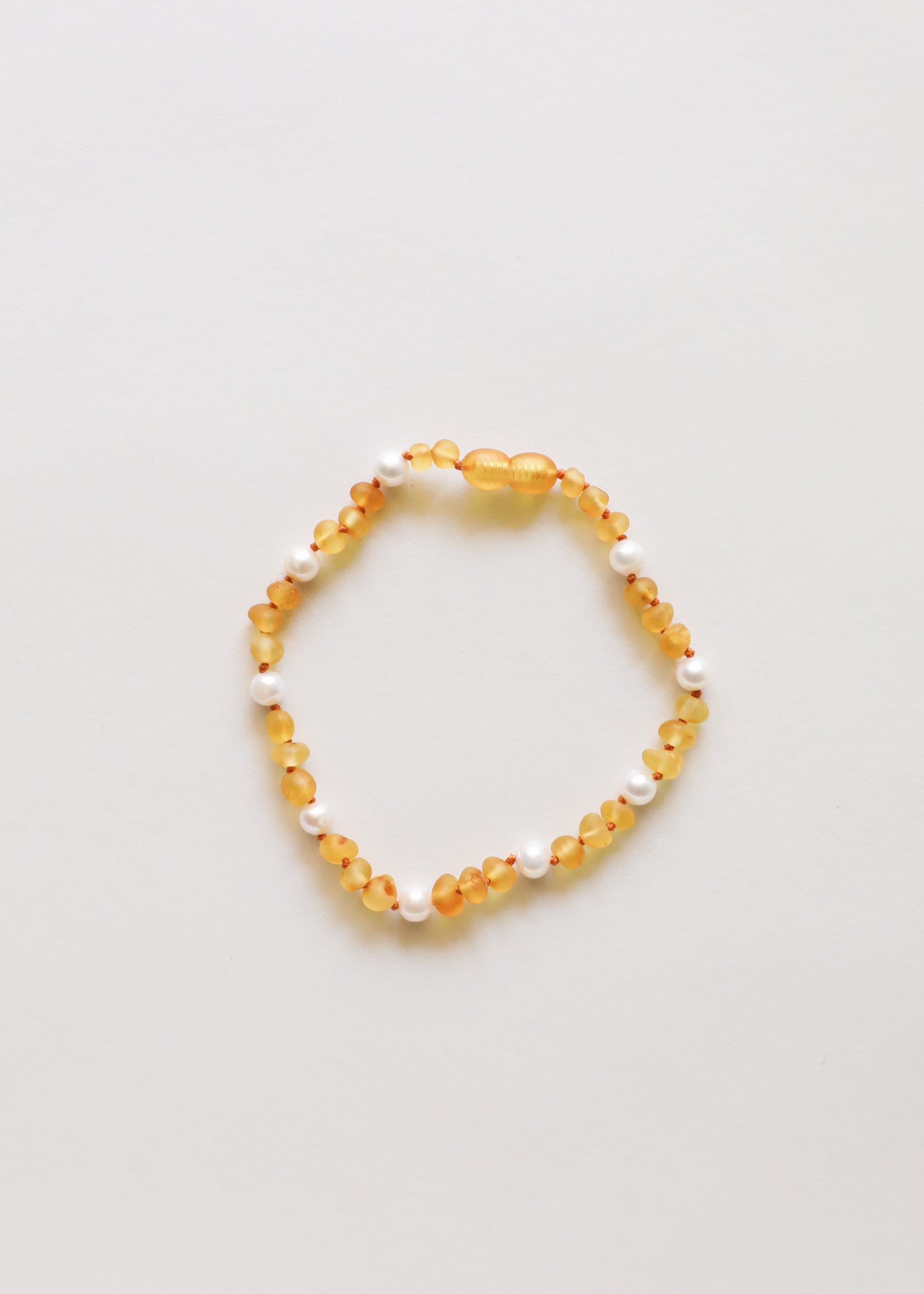 Raw Honey Baltic Amber + Pearl Halo || Anklet or Bracelet by CanyonLeaf