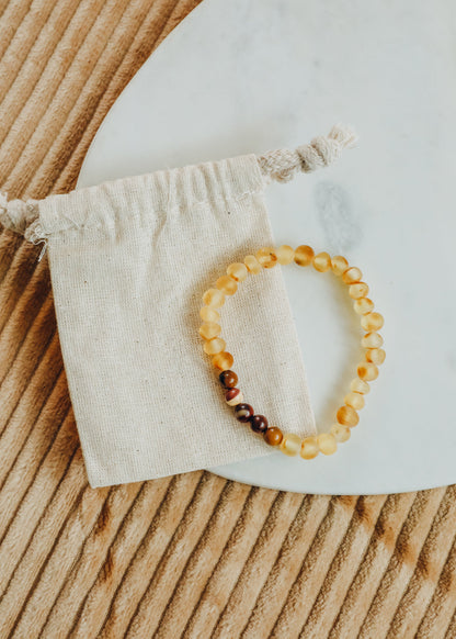Raw Honey Baltic Amber + Mookaite Jasper || Adult Bracelet by CanyonLeaf