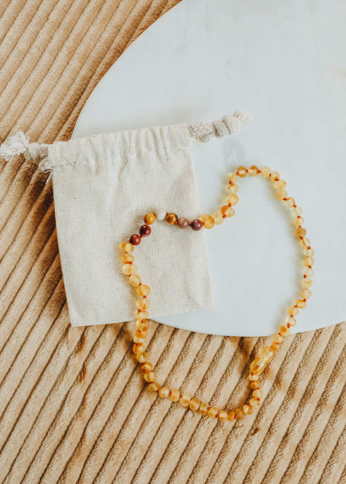 Raw Honey Baltic Amber + Mookaite Jasper || Necklace by CanyonLeaf