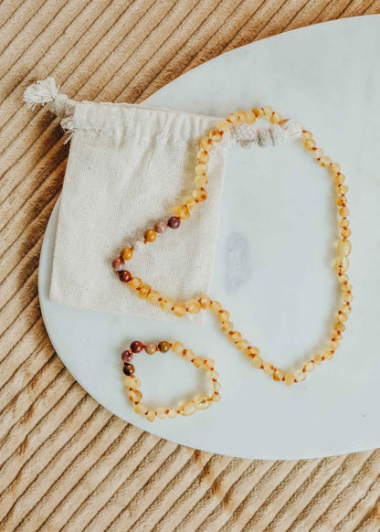 Raw Honey Baltic Amber + Mookaite Jasper || Anklet or Bracelet by CanyonLeaf