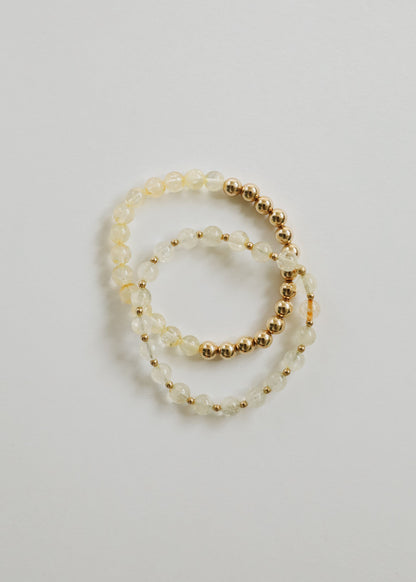 Citrine Gemstone + 14K Gold Filled Beaded Stretch Bracelet by CanyonLeaf