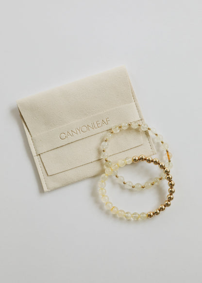 Citrine Gemstone + 14K Gold Filled Beaded Stretch Bracelet by CanyonLeaf