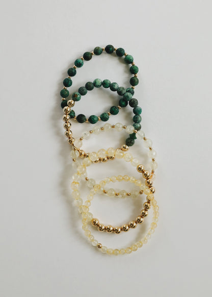 Dainty Citrine Gemstone + 14K Gold Filled || Beaded Stretch Bracelet by CanyonLeaf
