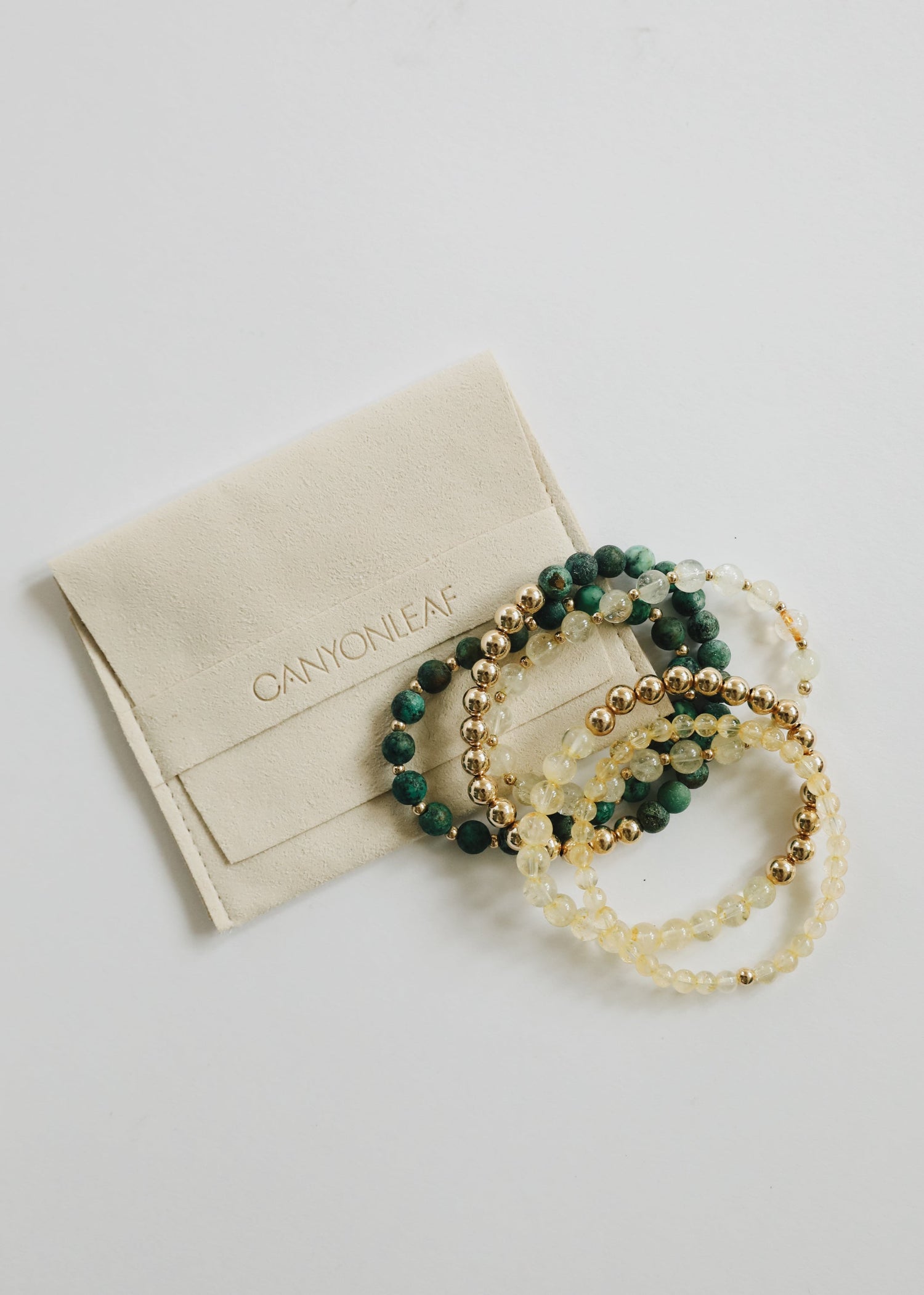 Dainty Citrine Gemstone + 14K Gold Filled || Beaded Stretch Bracelet by CanyonLeaf