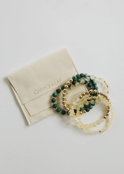 Dainty Citrine Gemstone + 14K Gold Filled || Beaded Stretch Bracelet by CanyonLeaf