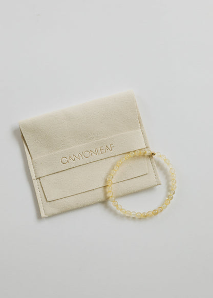 Dainty Citrine Gemstone + 14K Gold Filled || Beaded Stretch Bracelet by CanyonLeaf