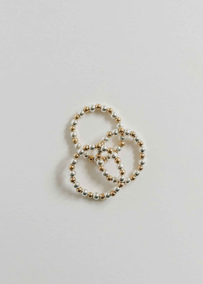 Sterling Silver + 14k Gold Filled || Beaded Stretch Ring by CanyonLeaf