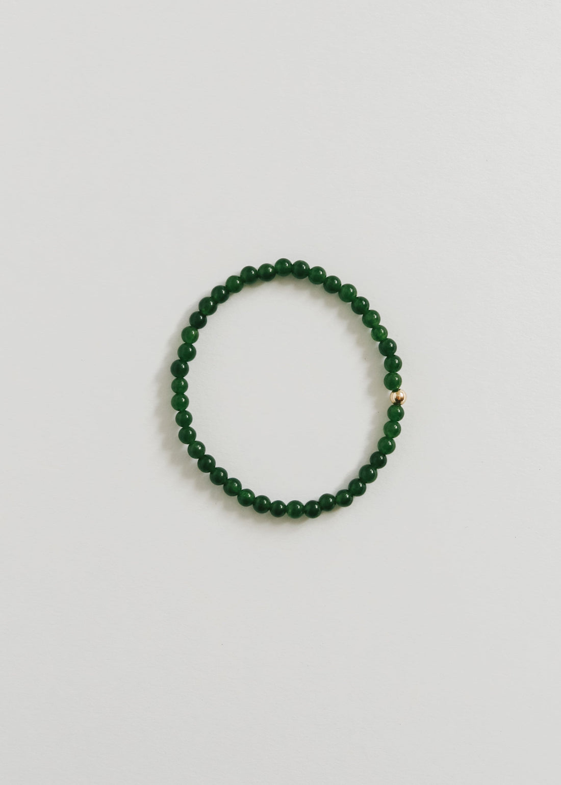 Dainty Green Jade + 14K Gold Filled || Beaded Stretch Bracelet by CanyonLeaf