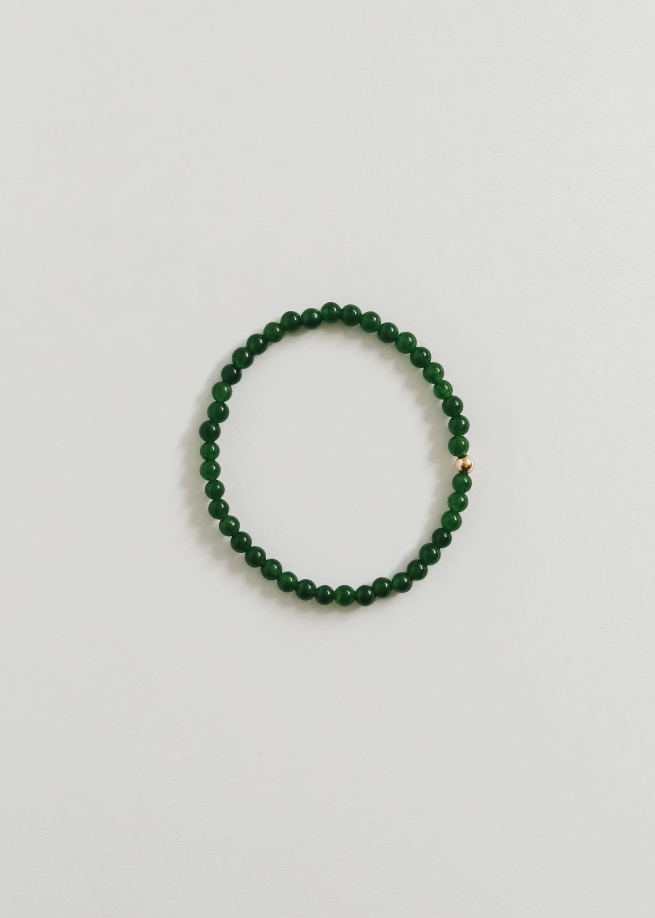 Dainty Green Jade + 14K Gold Filled || Beaded Stretch Bracelet by CanyonLeaf