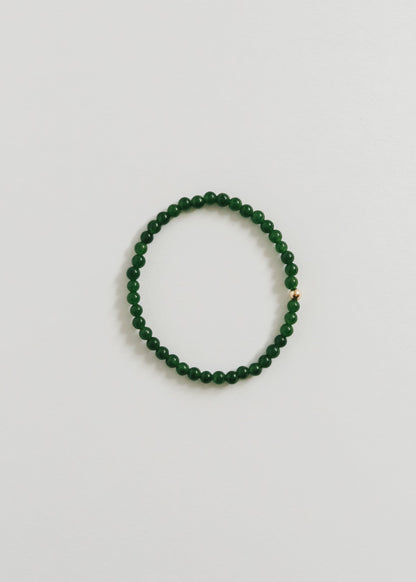Dainty Green Jade + 14K Gold Filled || Beaded Stretch Bracelet by CanyonLeaf