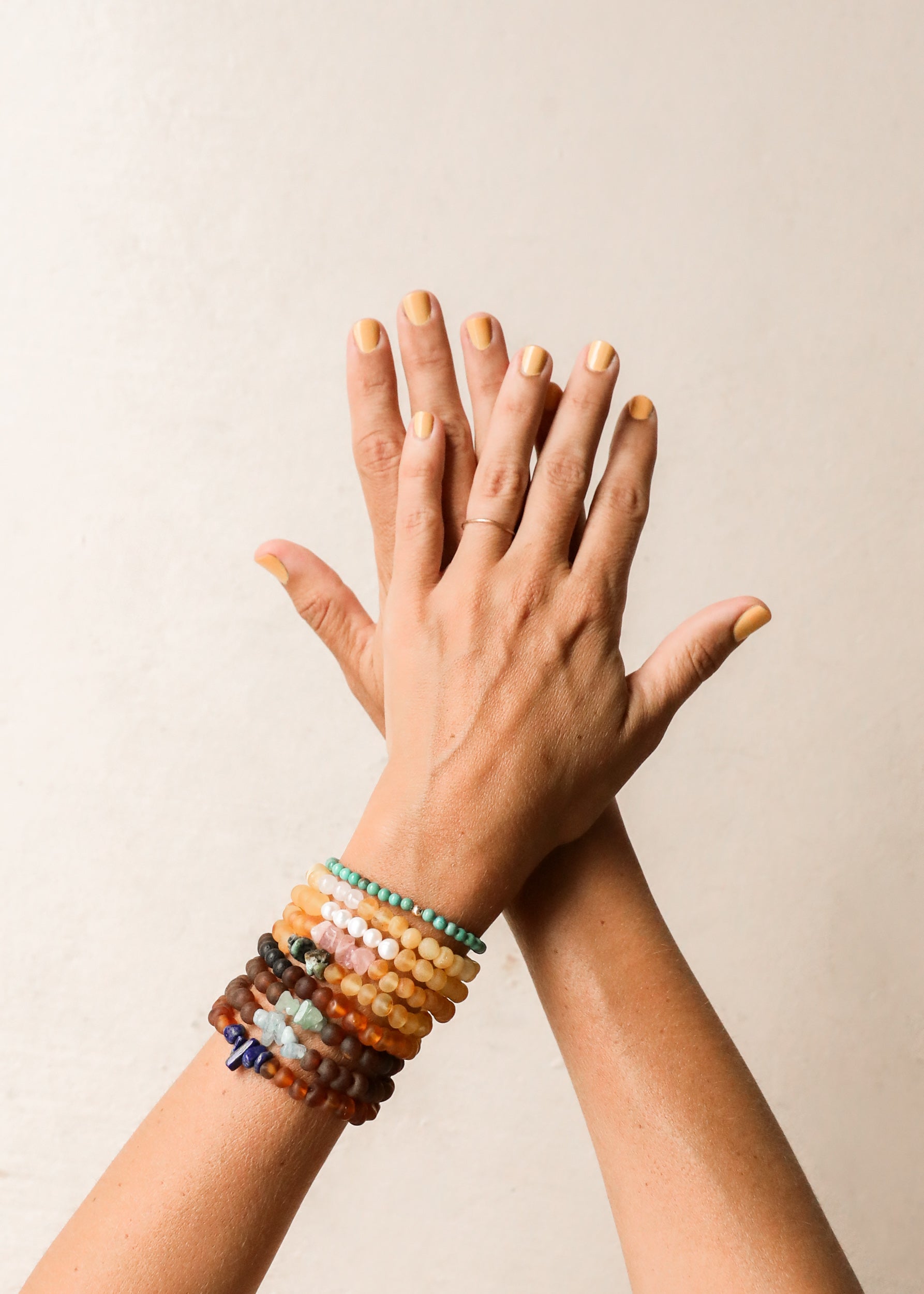 Lapis Lazuli + 14K Gold Filled Beaded Stretch Bracelet by CanyonLeaf