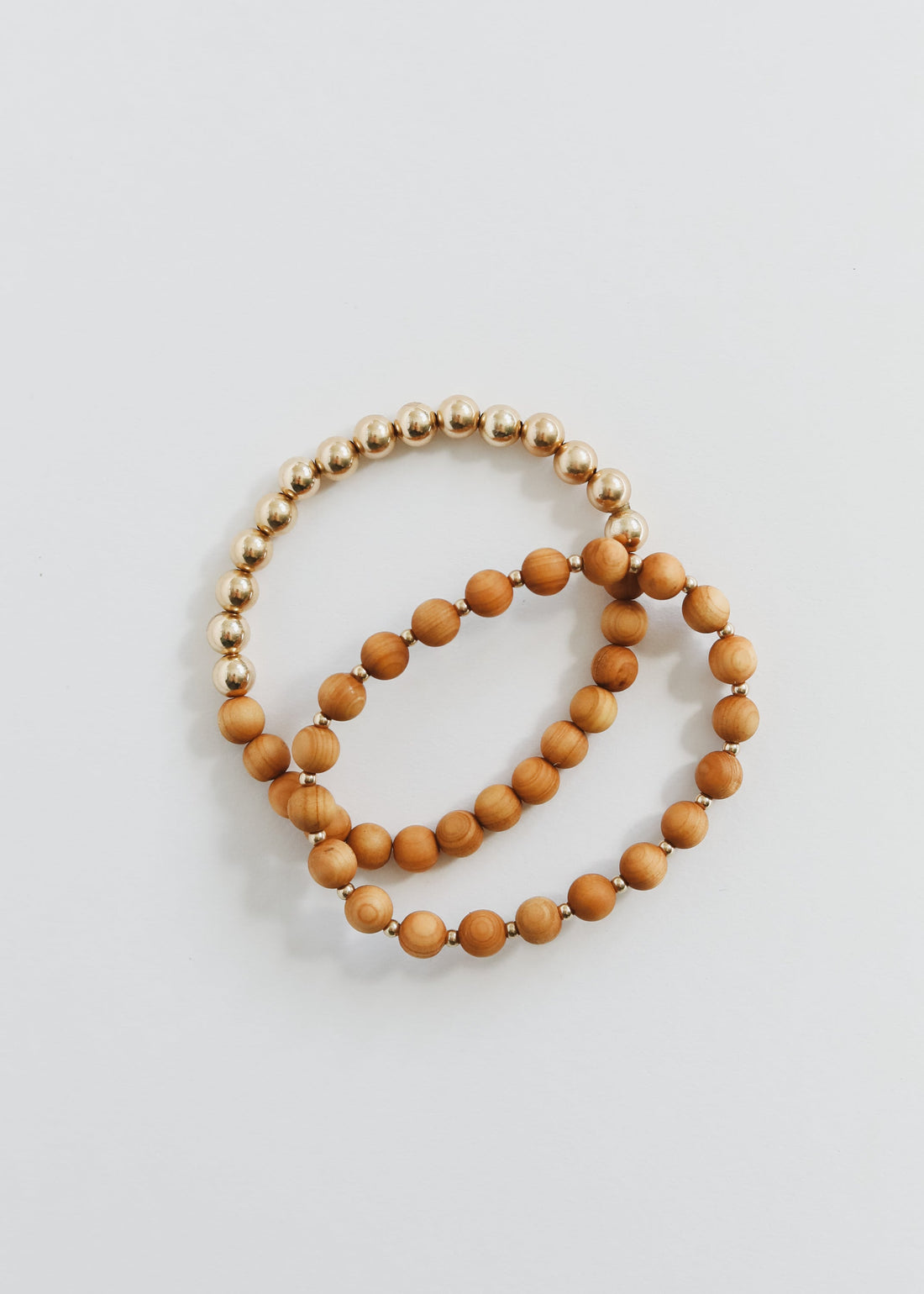 Cypress Wood : 14k Gold Filled Sun + Moon || Stretch Bracelet by CanyonLeaf