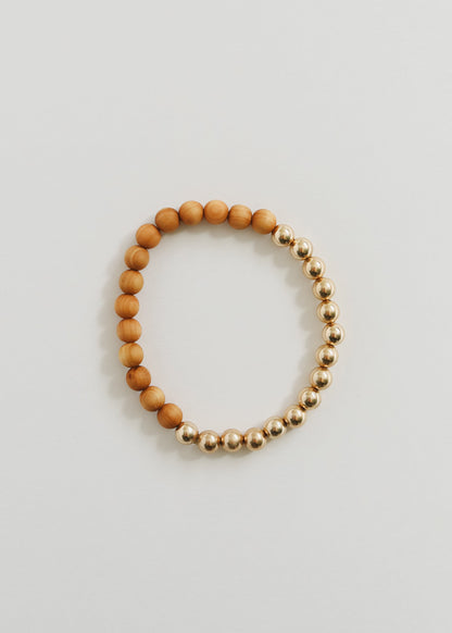 Cypress Wood : 14k Gold Filled Sun + Moon || Stretch Bracelet by CanyonLeaf