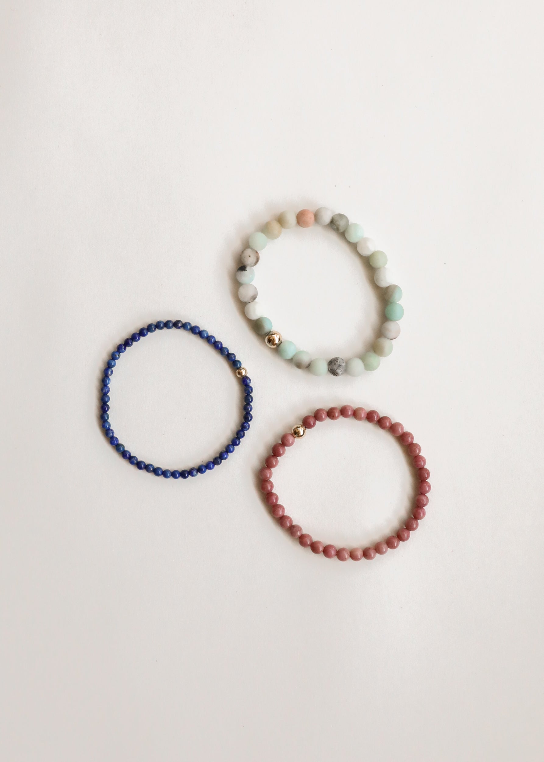 Lapis Lazuli + 14K Gold Filled Beaded Stretch Bracelet by CanyonLeaf