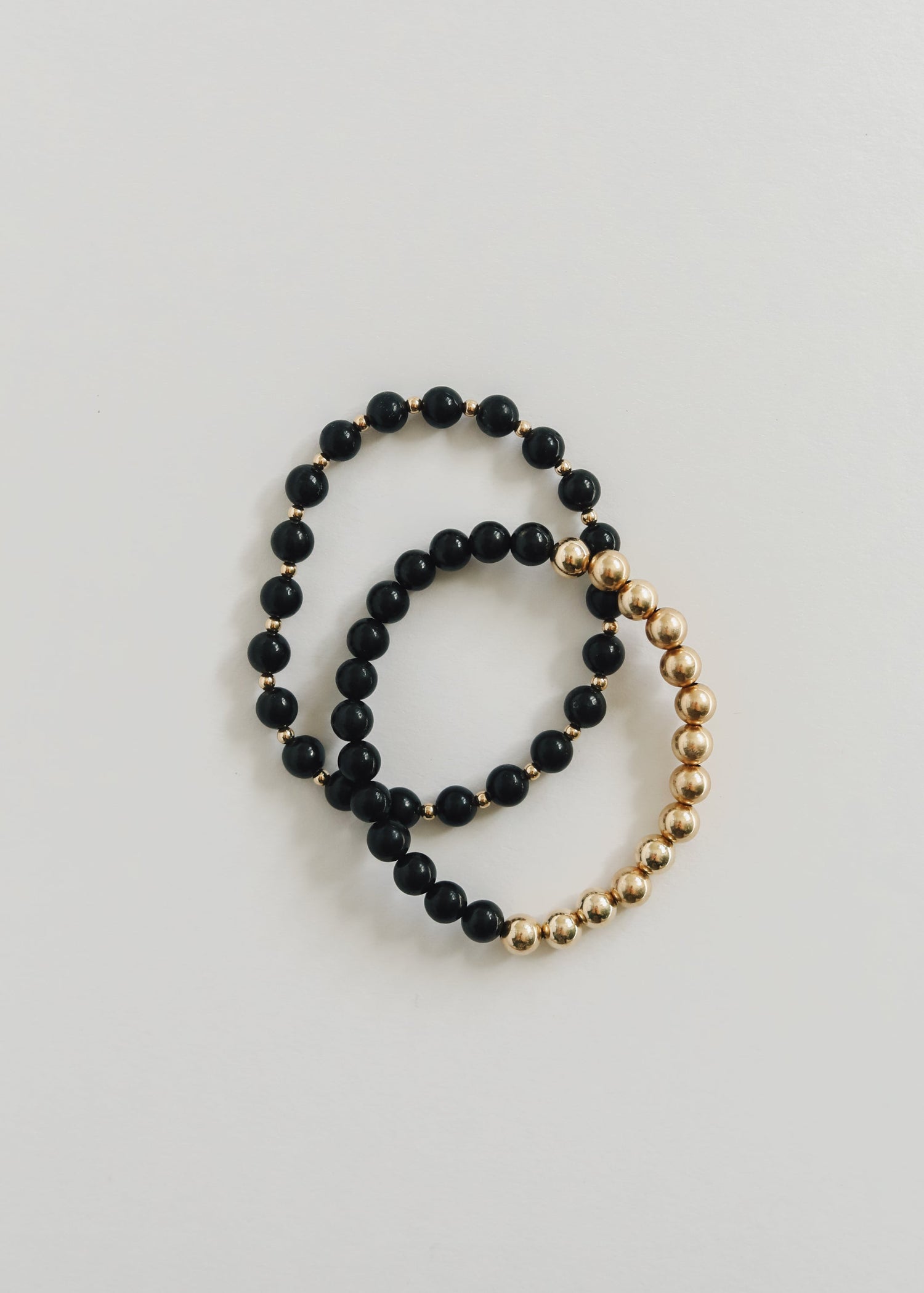 Shungite : 14k Gold Filled Sun + Moon || Stretch Bracelets by CanyonLeaf