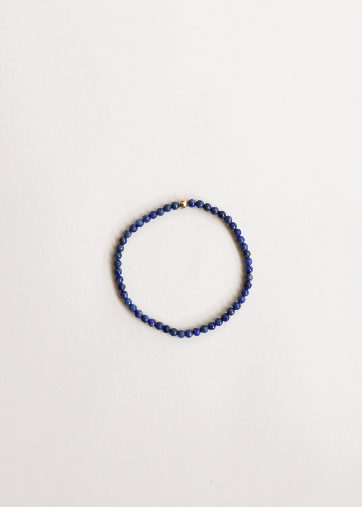 Lapis Lazuli + 14K Gold Filled Beaded Stretch Bracelet by CanyonLeaf