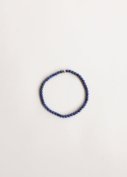 Lapis Lazuli + 14K Gold Filled Beaded Stretch Bracelet by CanyonLeaf