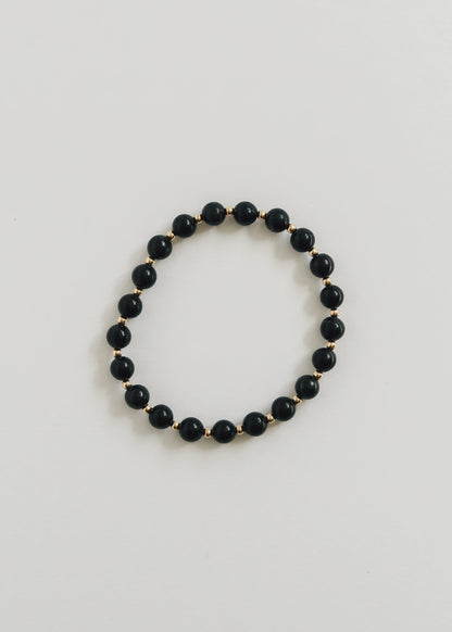 Shungite : 14k Gold Filled Sun + Moon || Stretch Bracelets by CanyonLeaf