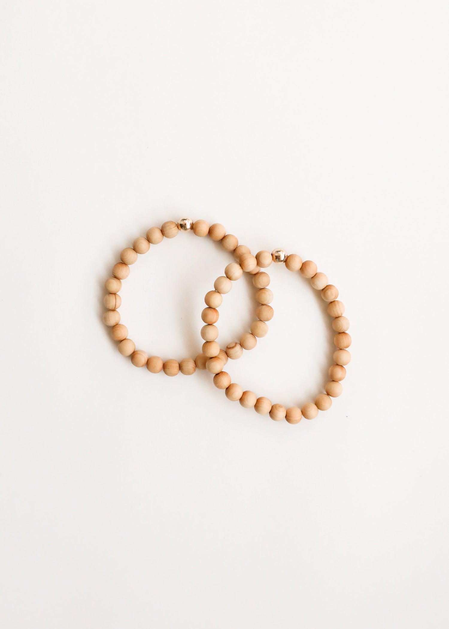 Cypress Wood + 14K Gold Filled || Beaded Stretch Bracelet by CanyonLeaf