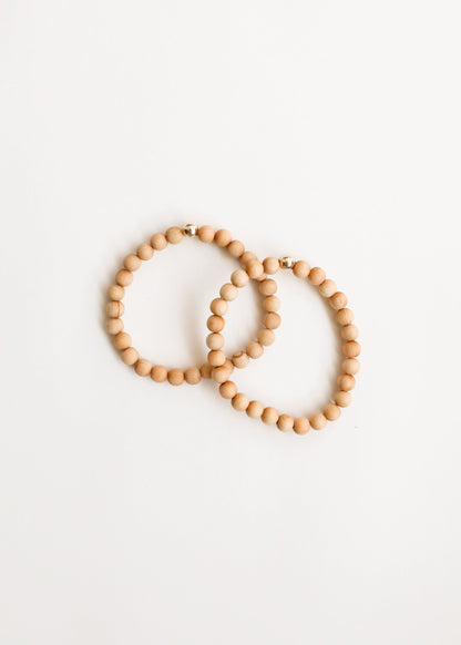 Cypress Wood + 14K Gold Filled || Beaded Stretch Bracelet by CanyonLeaf