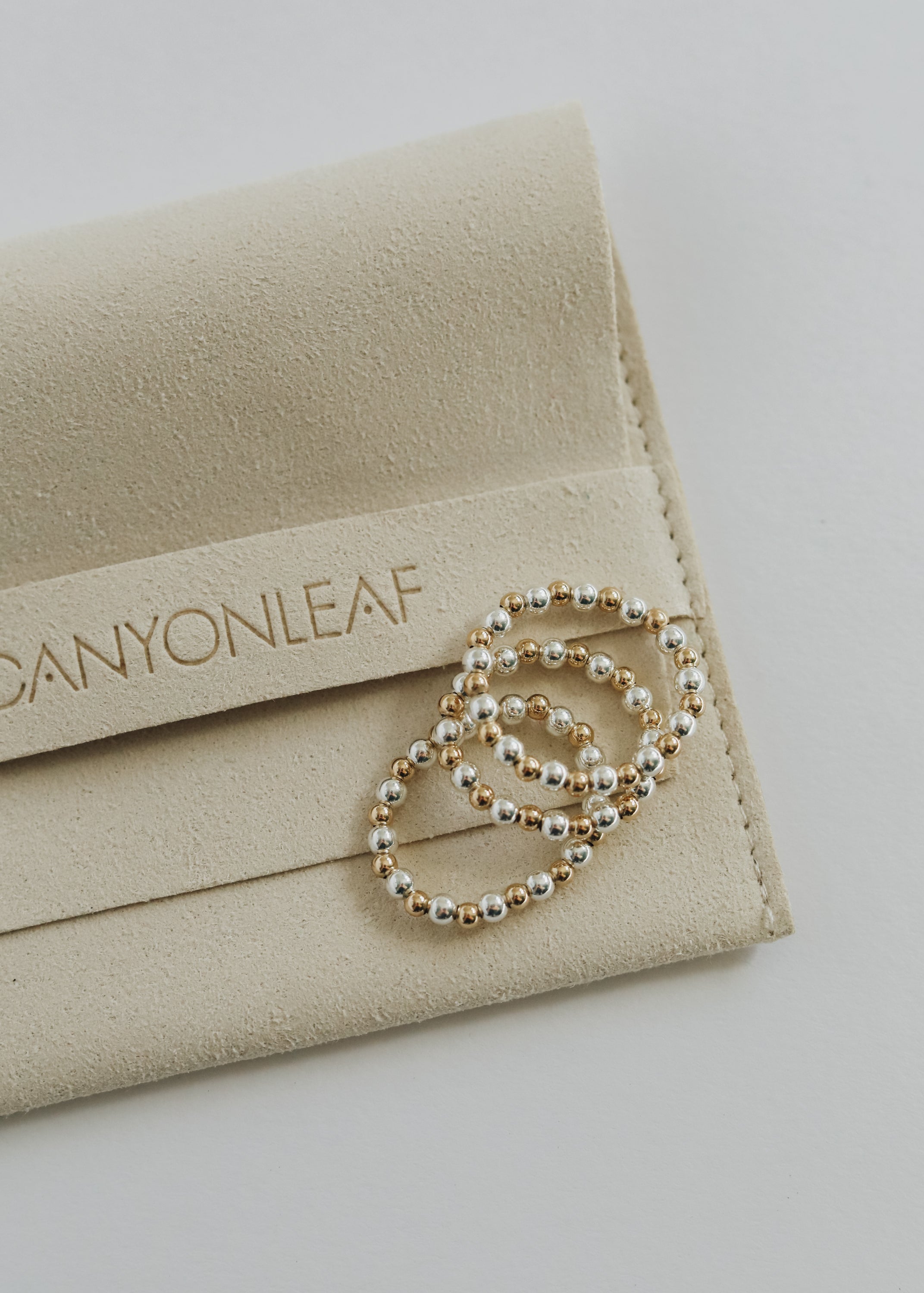 Sterling Silver + 14k Gold Filled || Beaded Stretch Ring by CanyonLeaf