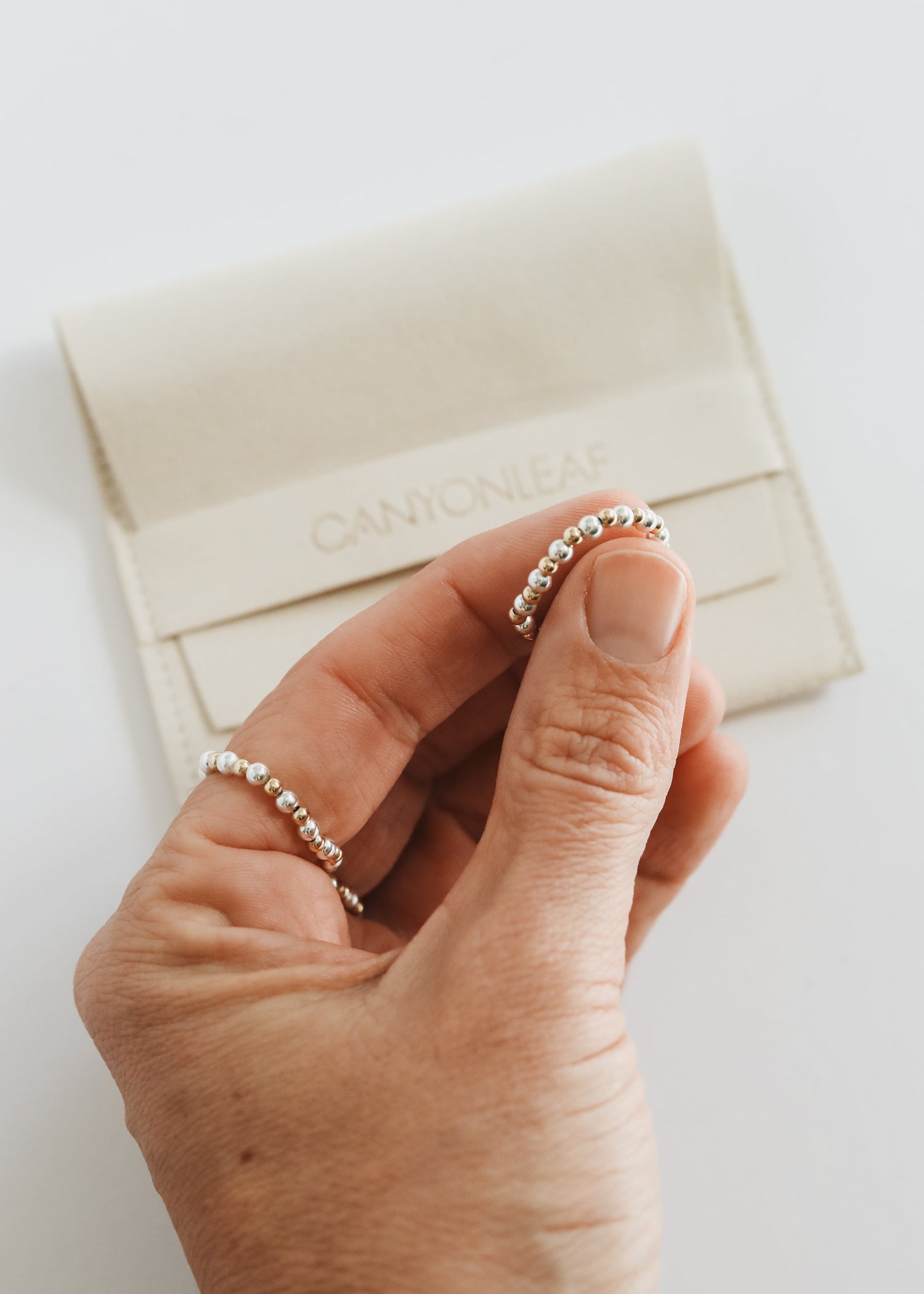 Sterling Silver + 14k Gold Filled || Beaded Stretch Ring by CanyonLeaf
